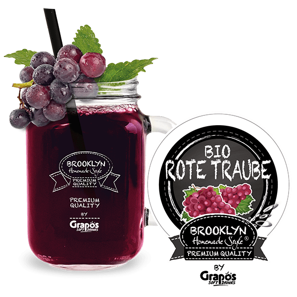 Brooklyn Homemade Style Glas und Logo Geschmacksrichtung Bio rote Traube