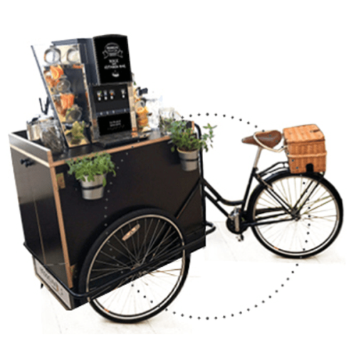 Schön dekorierte Brooklyn Konzept Technik auf einem Lastenrad.